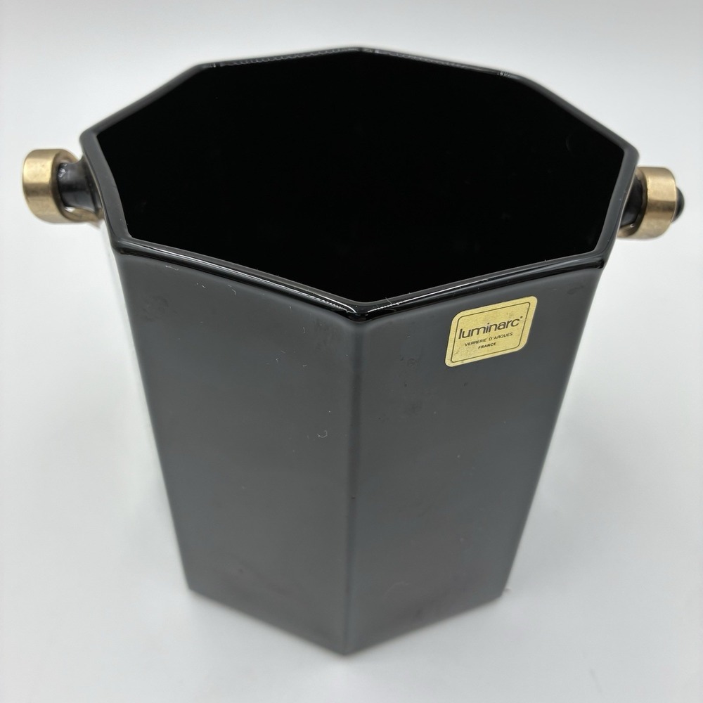 Vintage Arcoroc Luminarc French Octime Octagonal Glass Ice Bucket